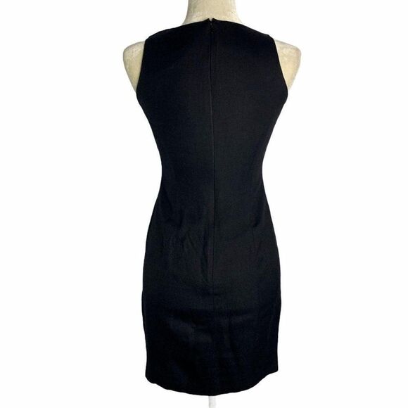 Vintage Linen Blend Sheath Dress Black Sleeveless - Picture 5 of 6